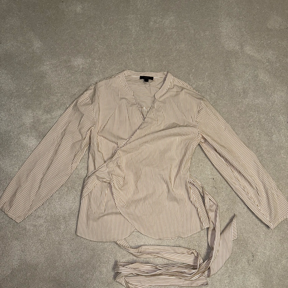 J.Crew Striped Wrap Blouse